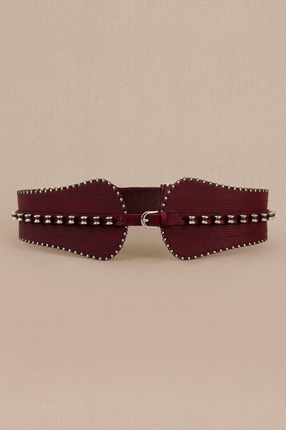 AMPM Metallic Stud Embellished Leather Corset Belt