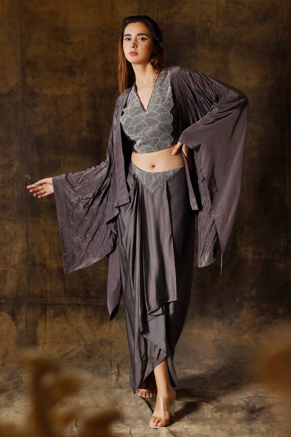 Eclat by Prerika Jalan Asymmetric Cape & Draped Skirt Set