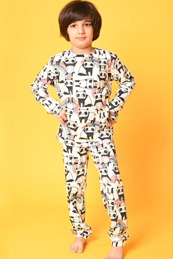 Anthrilo Panda Print T-Shirt & Pyjama Set