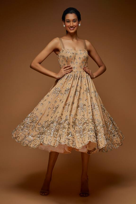 Neeta Lulla Cara Fit & Flare Strappy Dress