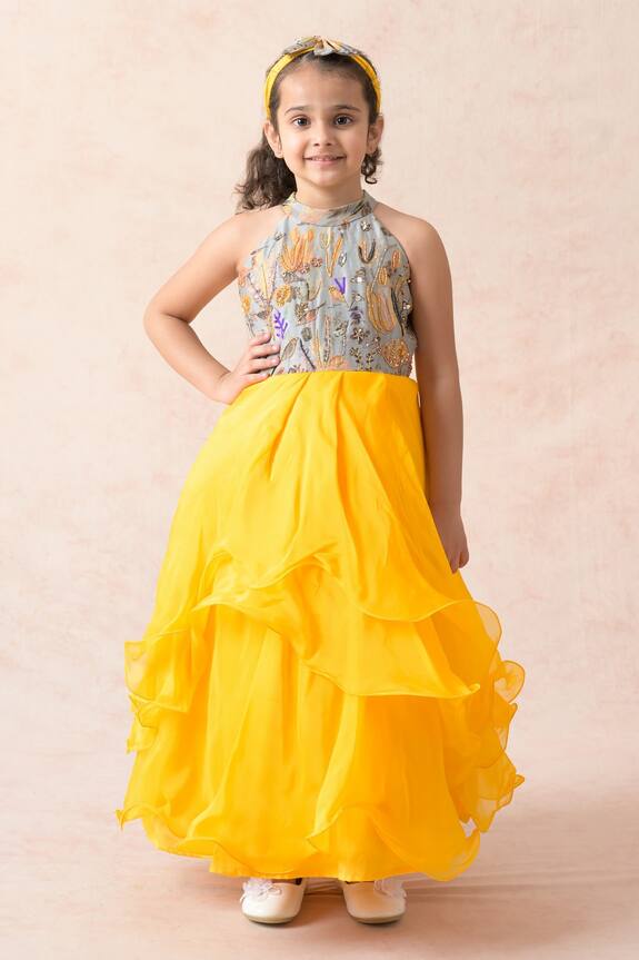 Momkidsfashion Garden Print Flared Gown