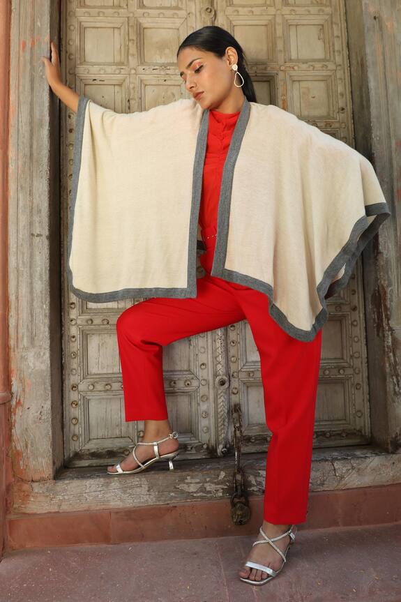 Dusala Shawls Pashmina Contrast Border Cape