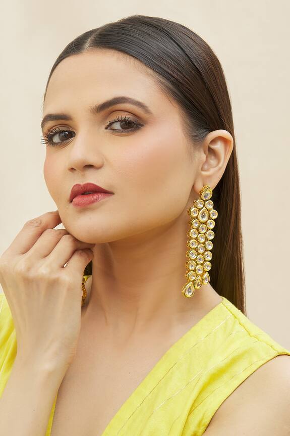 Just Shradha's Kundan Tassel Drop Earrings