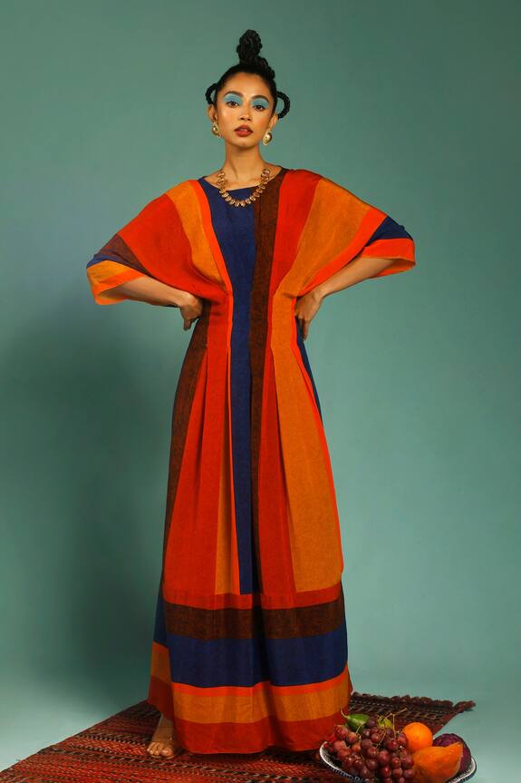 Shristi Chetani Striped Box-Pleated Dress
