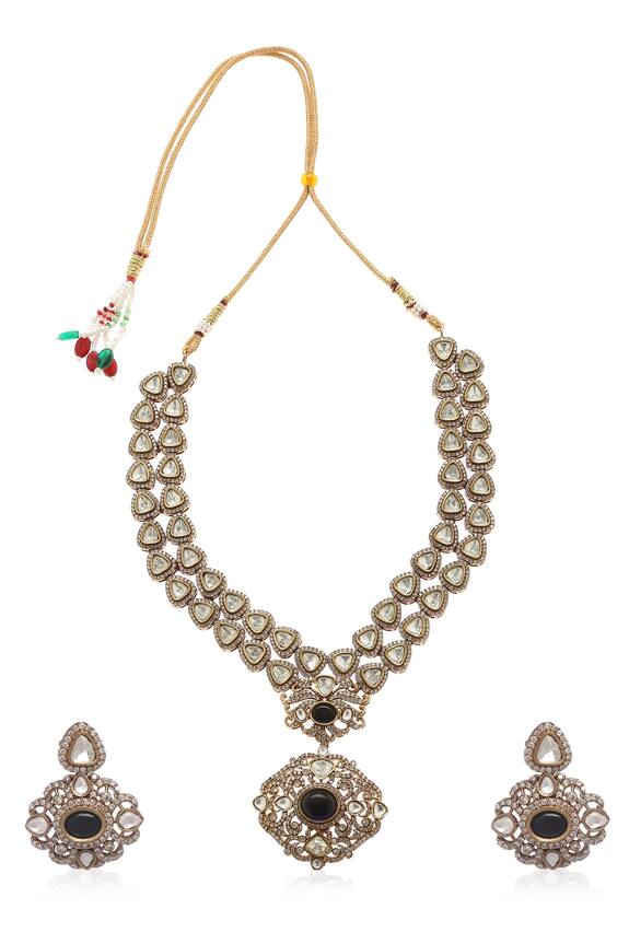 Minaki Kundan & Stone Pendant Necklace Set