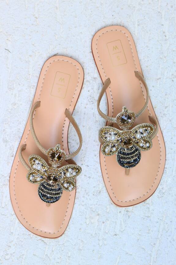 Sandalwali Queen Bee Embroidered Sandals