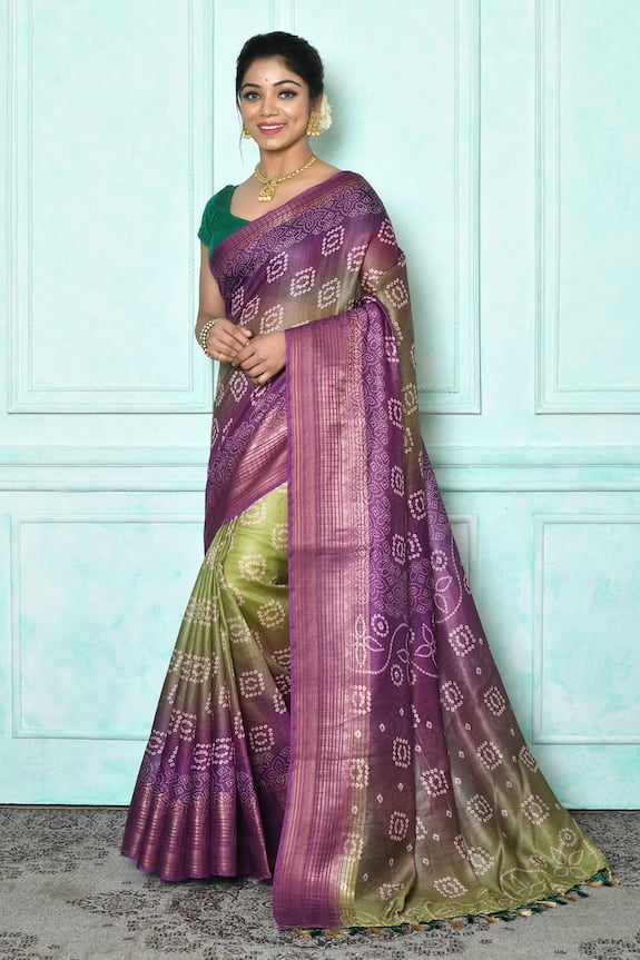 Naintara Bajaj Bandhani Pattern Two Toned Saree