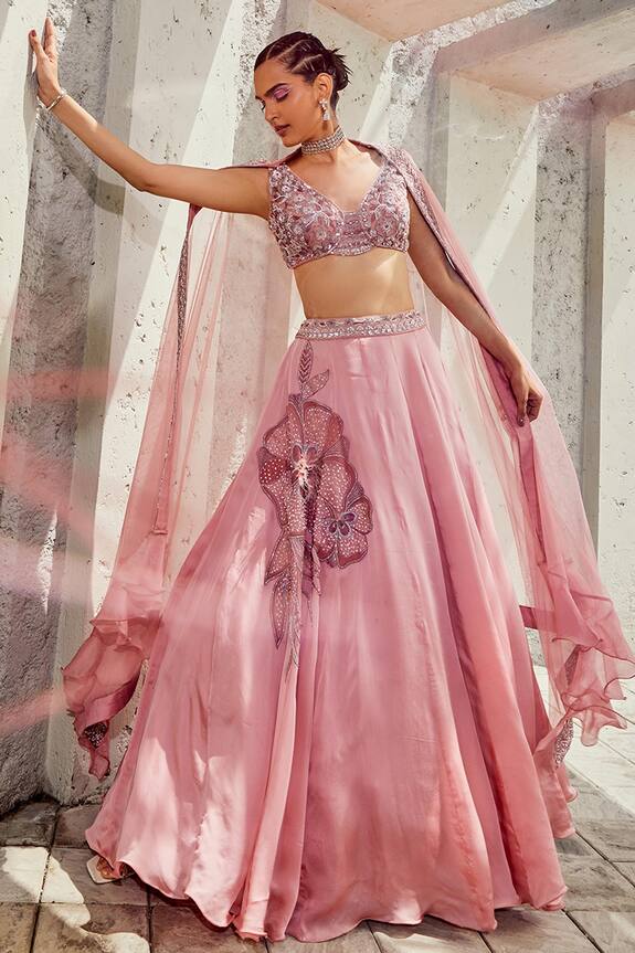 Awigna Sabah Placement Floral Patchwork Lehenga Set
