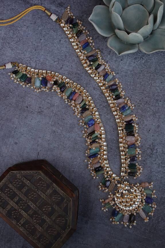 Paisley Pop Mahasri Bead Drop Long Pendant Necklace