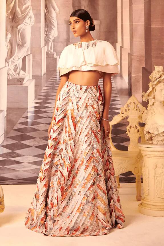 Gauri Dhawan Luna Handcrafted Chevron Pattern Lehenga Skirt