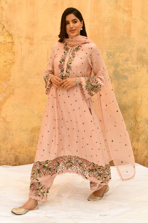 Niti Bothra Rosette & Floral Embroidered Kurta Set