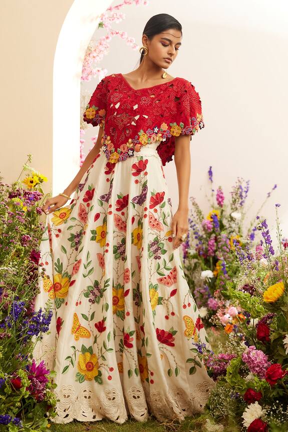 Chandrima Cutwork & Bead Embroidered Poncho