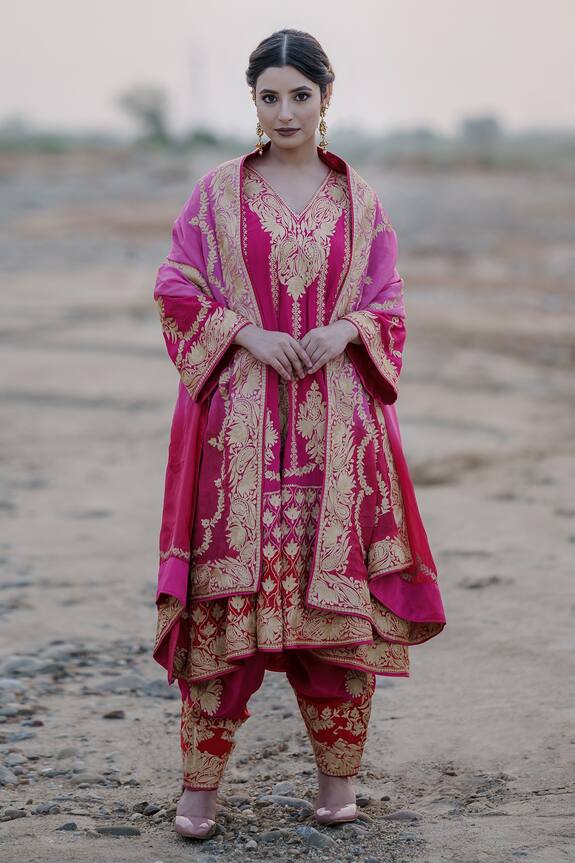 Daljit Sudan Aari Tilla Embroidered Anarkali Set