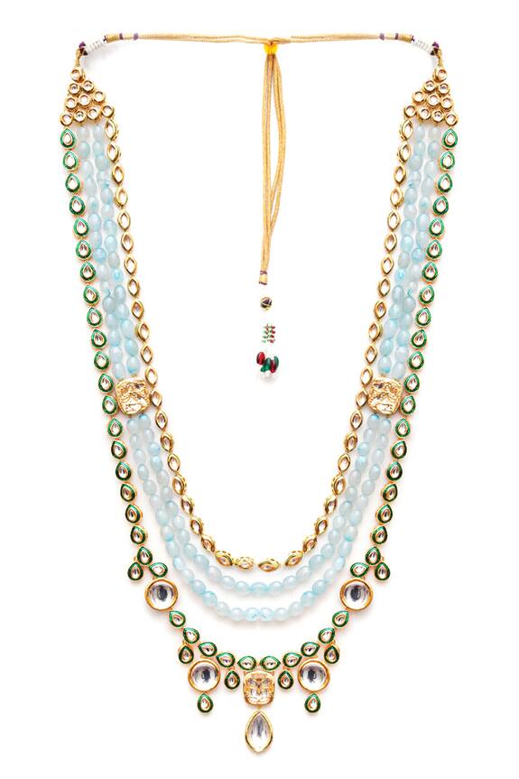 Ruby Raang Bead & Kundan Embellished Necklace