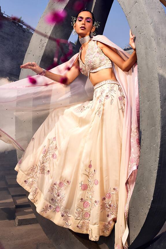 Awigna Adhira Placement Floral Embroidered Lehenga Set