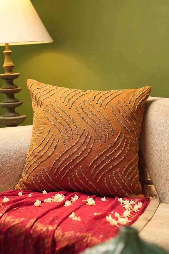 Amoli Concepts Beaded Wave Pattern Cushion Cover