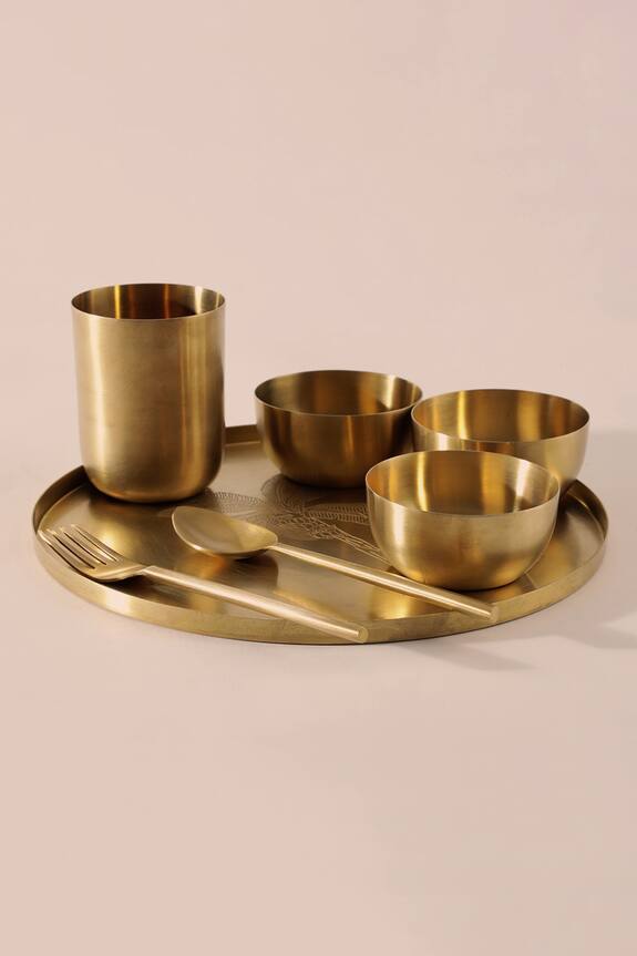 Table Manners Brass Thali Set