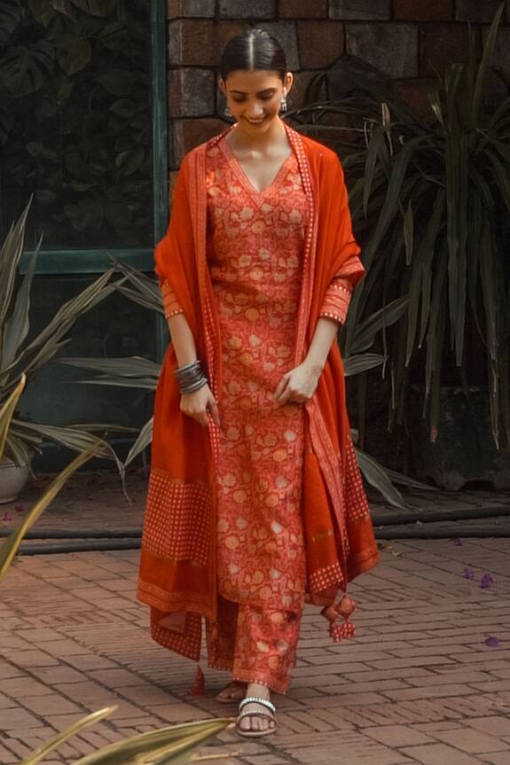 Shrutkirti Blossom Print Kurta Palazzo Set