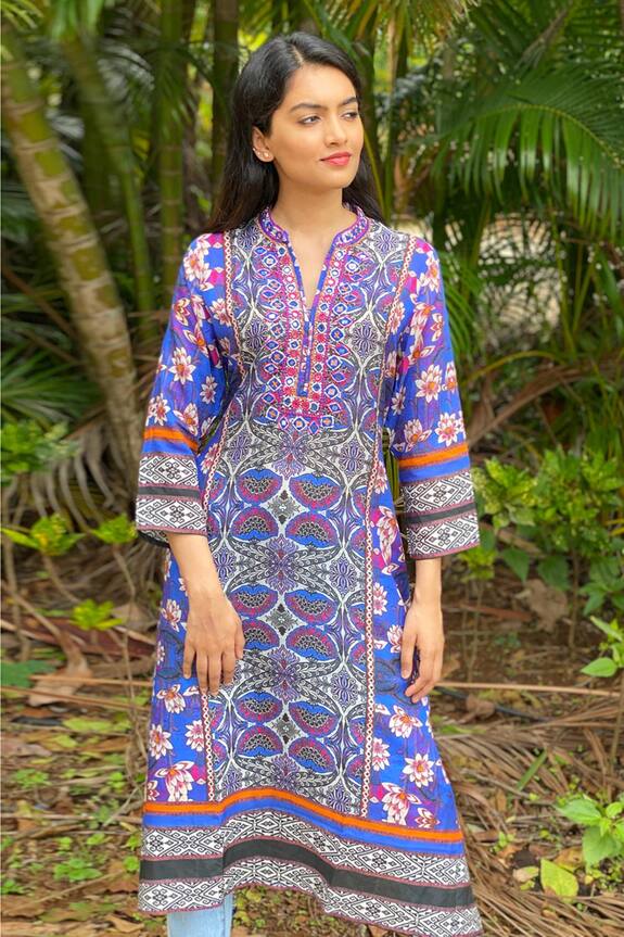 Gopi Vaid Lotus Floral Print Tunic