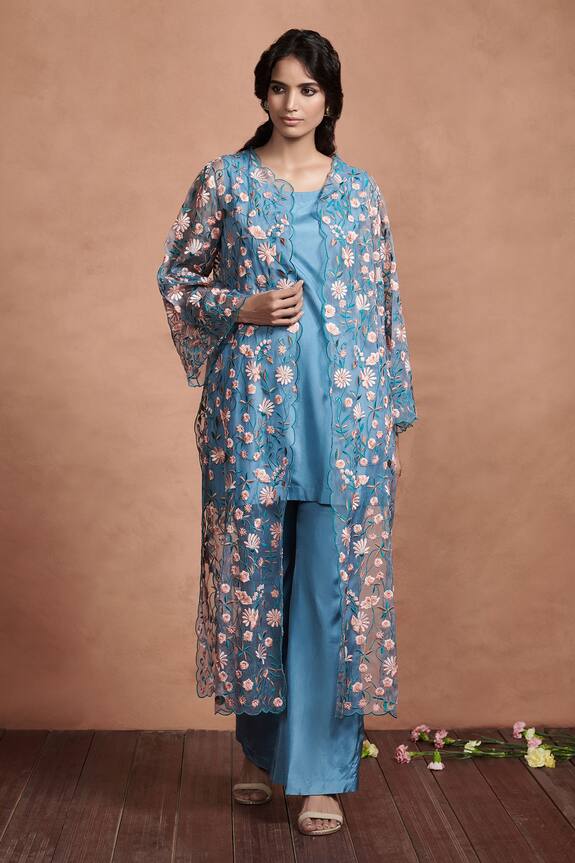 Aashima Behl Floral Embroidered Jacket Kurta Set