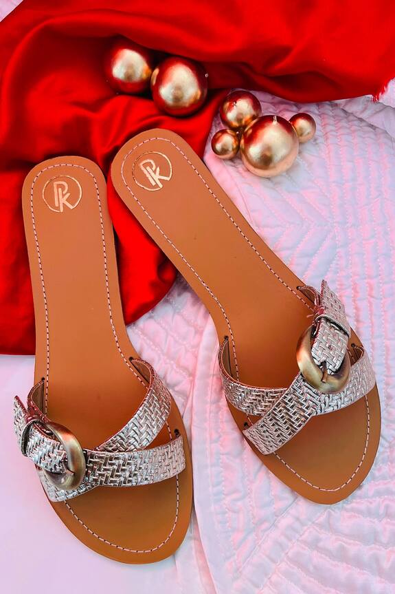 PREET KAUR Cross Strap Buckle Flats