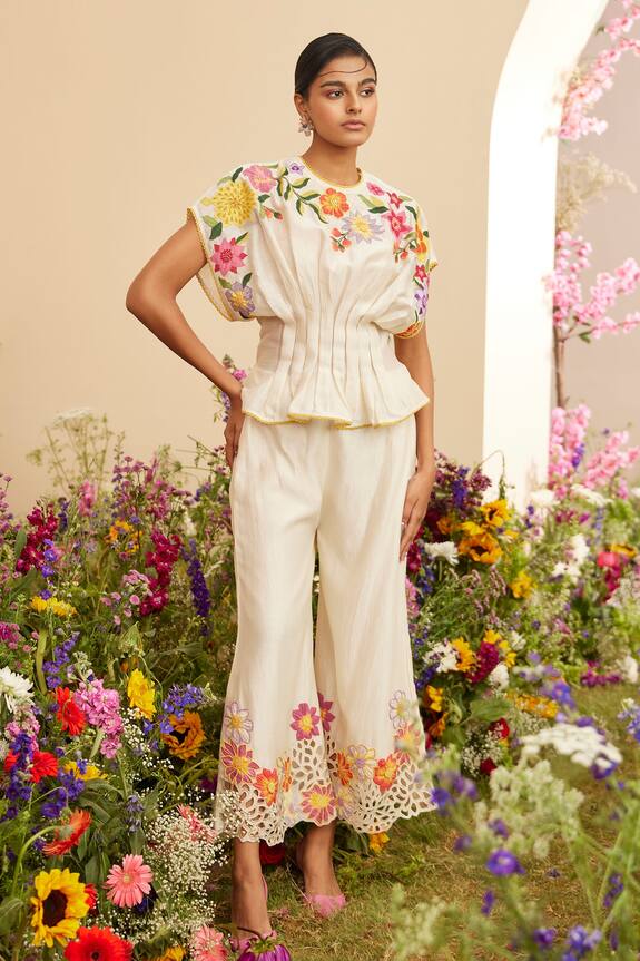 Chandrima Chanderi Floral Patch Work Top