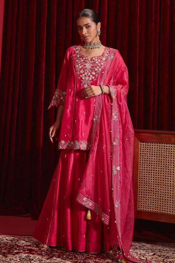 Ajiesh Oberoi Manu Floral Embroidered Kurta Gharara Set