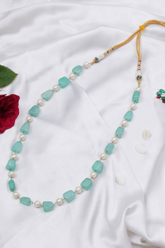 Ruby Raang Bead & Pearl Embellished Necklace