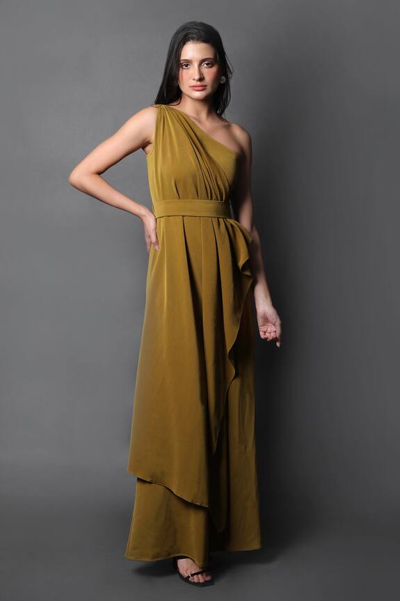Swatee Singh Flag Draped One-Shoulder Jumpsuit