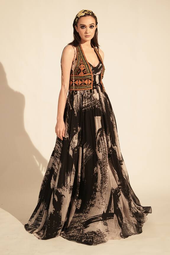 Nikita Mhaisalkar Brush Stroke Print Maxi Dress