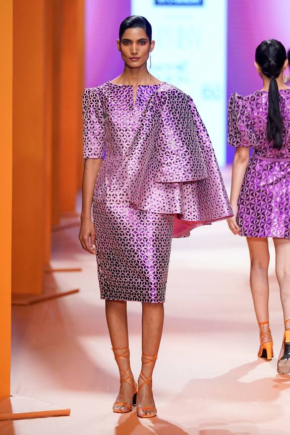 Pankaj & Nidhi Ostara Geometric Embellished Dress With Jacket