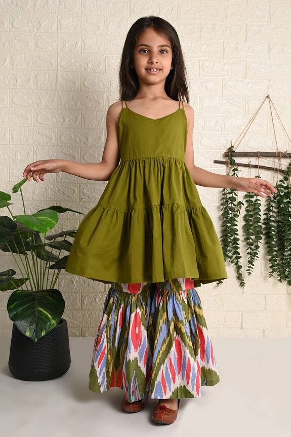 The Cotton Staple Nature Sleeveless Kurta & Sharara Set