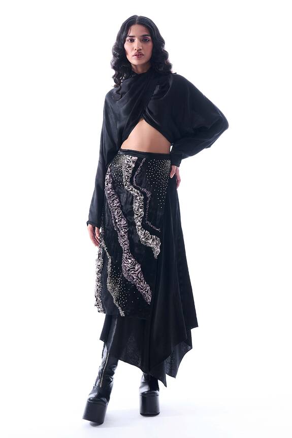 Aroka Stargaze Embroidered Asymmetric Skirt