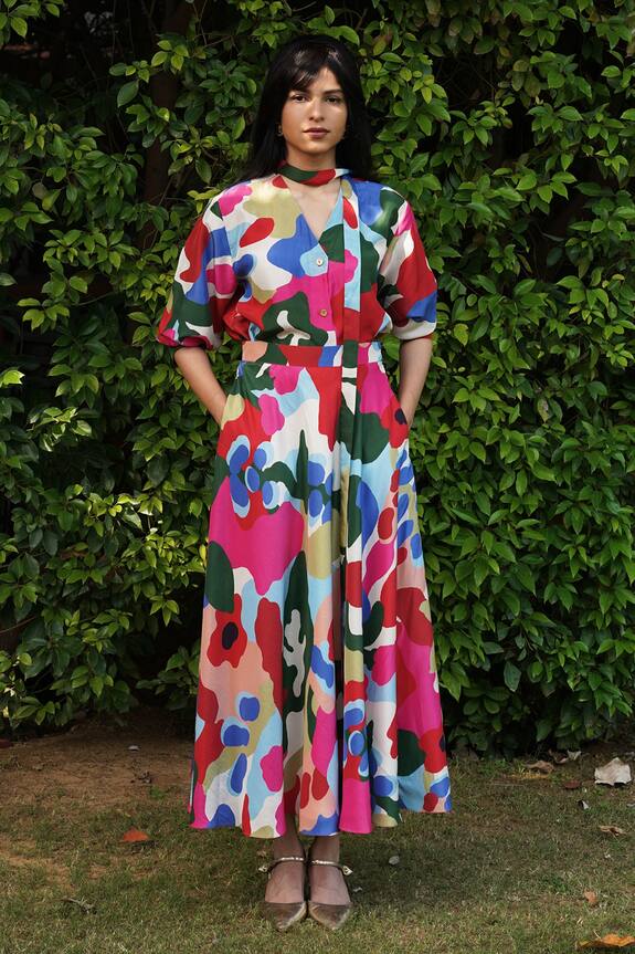 Ode To Odd Abstract Print Flared Skirt