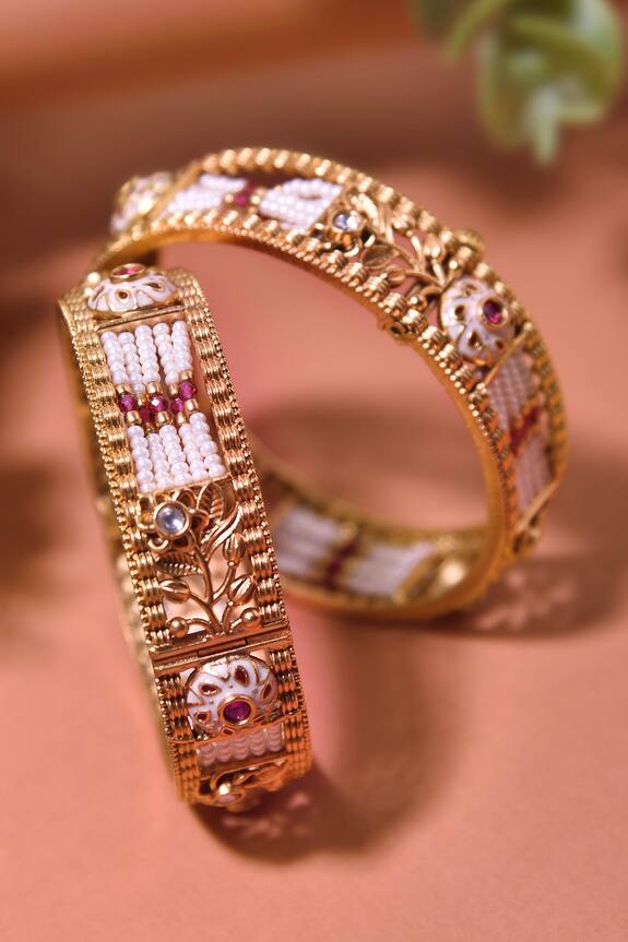 Swabhimann Jewellery Kundan Embellished Bangle - Set of 2