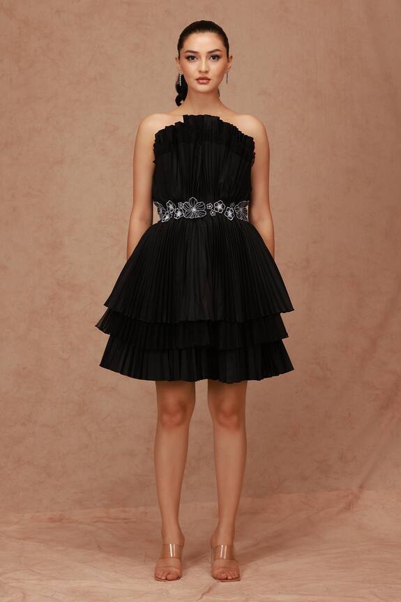 Shriya Som Pre-Pleated Cabbage Mini Dress 