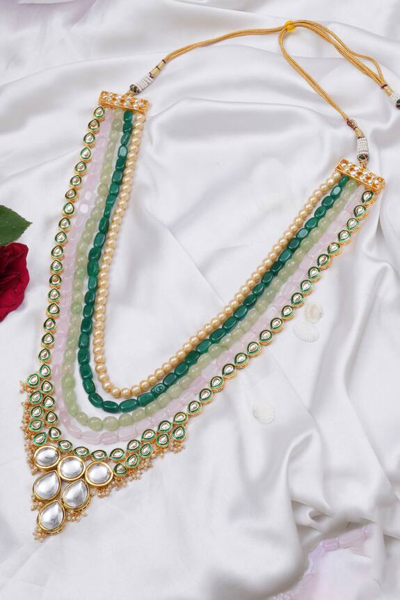Ruby Raang Bead & Kundan Layered Necklace