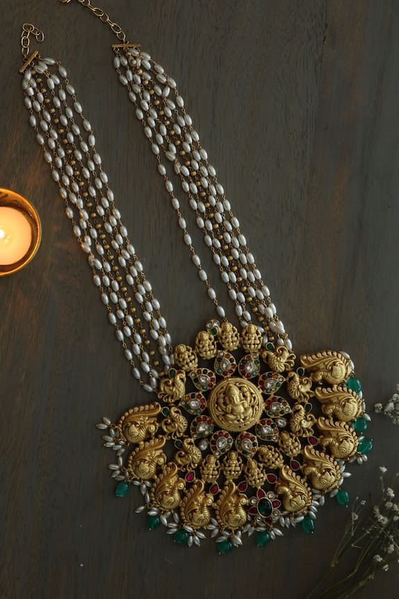 Paisley Pop Kayashta Temple Work Pendant Necklace