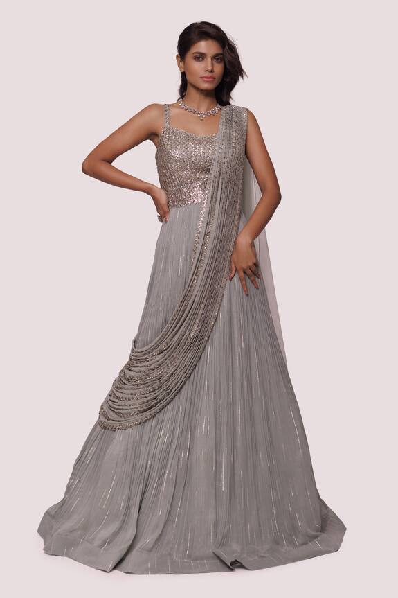 Onaya Sequin Embroidered Saree Gown