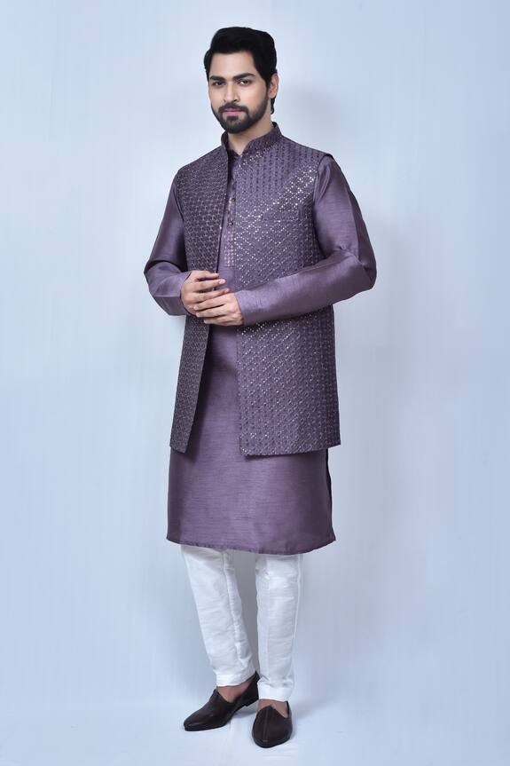 Khwaab by Sanjana Lakhani Sequin Embroidered Bundi & Kurta Set