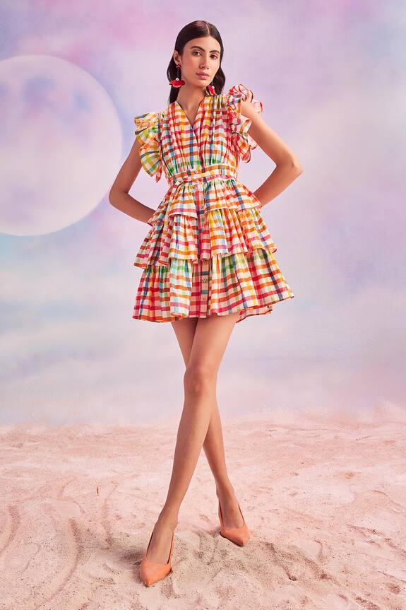 House of Eda Meryll Chequered Pattern Dress