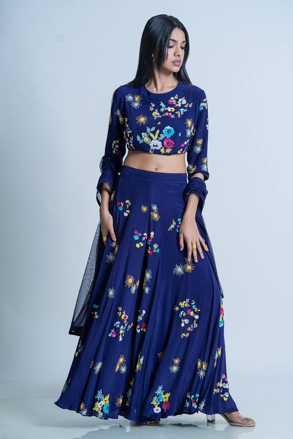 Nautanky Sequin Embellished Crop Top Sharara Set