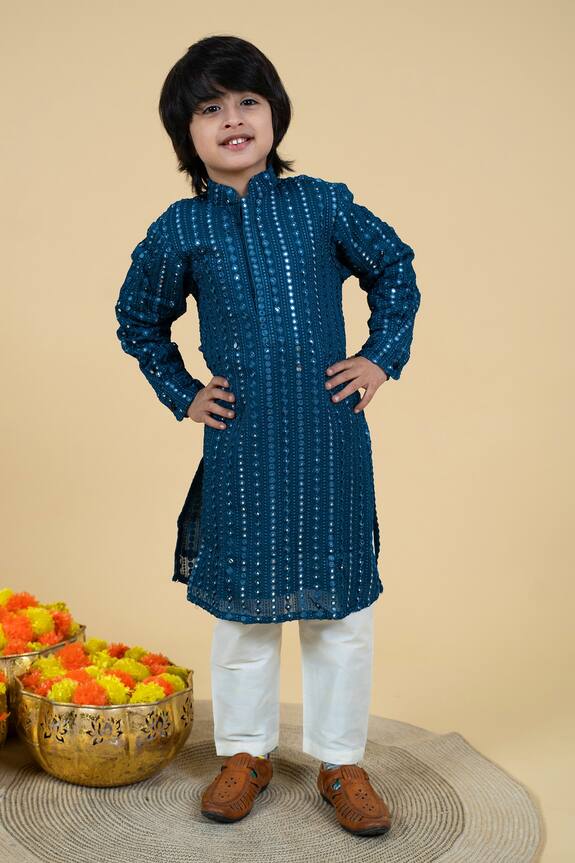 Little Boys Closet by Gunjan Khanijou Embroidered Kurta & Pyjama Set