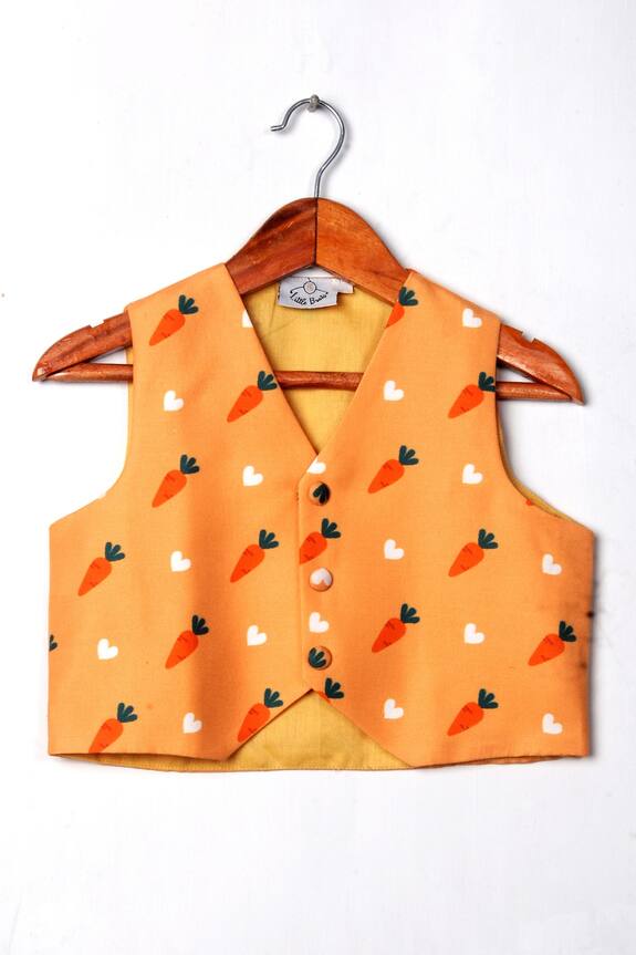 Little Brats Carrot Print Waistcoat
