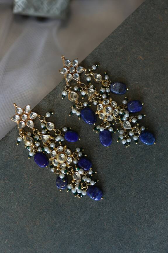 Paisley Pop Eshnaa Lapis Lazuli & Kundan Embellished Earrings