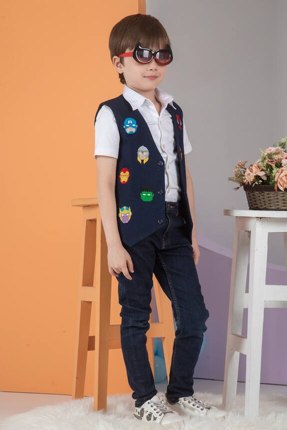 Hoity Moppet Avengers Embroidered Denim Waistcoat