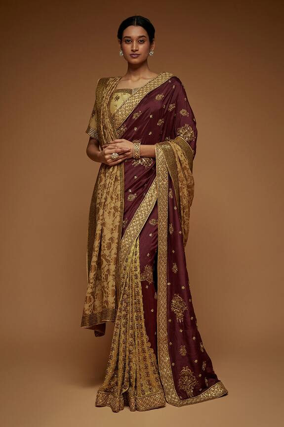 Neeta Lulla Half & Half Embroidered Saree With Blouse