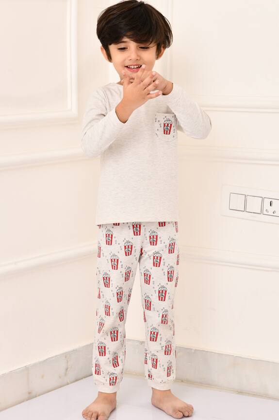 Anthrilo T-Shirt & Popcorn Print Pyjama Set