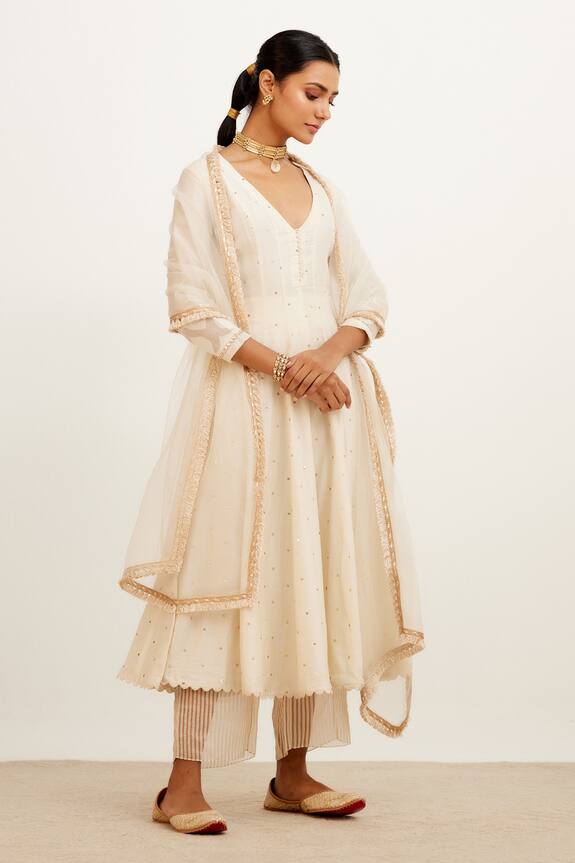 Devnaagri Mukaish Chanderi Anarkali Set