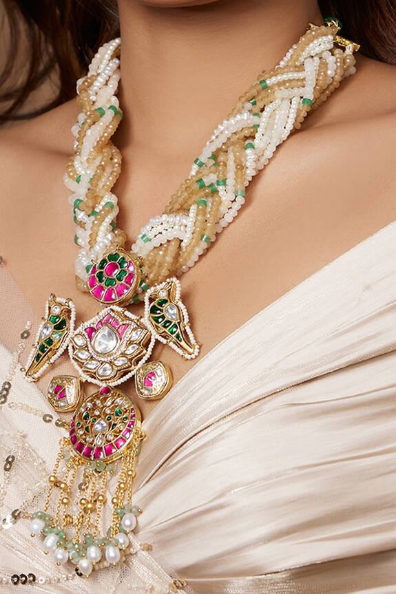joules by radhika Lotus Embellished Pendant Necklace